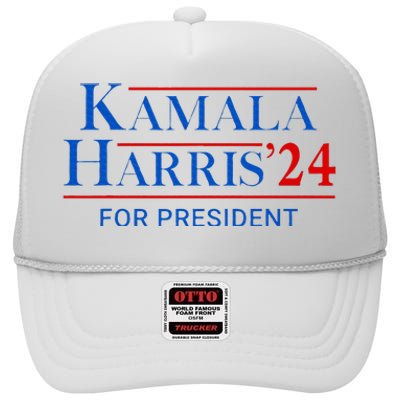 Kamala Harris 24 For President 2024 High Crown Mesh Back Trucker Hat