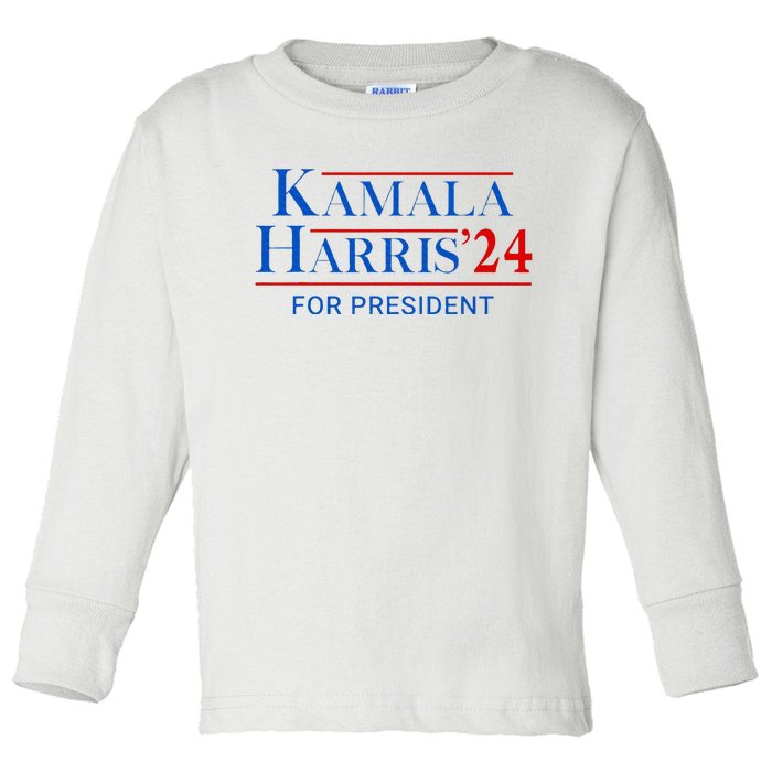 Kamala Harris 24 For President 2024 Toddler Long Sleeve Shirt