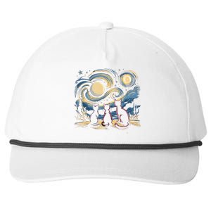 Kamala Harris 2024 Three Cats Starry Night Kamala Funny Gift Snapback Five-Panel Rope Hat