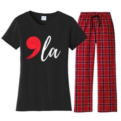 Kamala Harris 2024 President Comma La Funny Women's Flannel Pajama Set