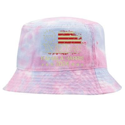 Kamala Harris 2024 Kamala For President Us Flag Tie-Dyed Bucket Hat