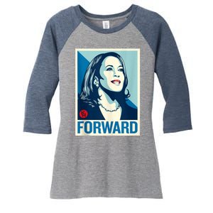 Shepard Fairey Kamala Harris Forward  Women's Tri-Blend 3/4-Sleeve Raglan Shirt