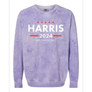 Kamala Harris 2024 Save Democracy Colorblast Crewneck Sweatshirt