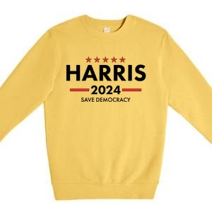 Kamala Harris 2024 Save Democracy Premium Crewneck Sweatshirt