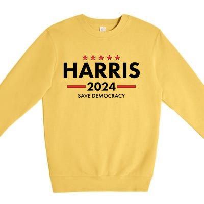 Kamala Harris 2024 Save Democracy Premium Crewneck Sweatshirt