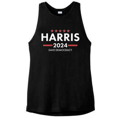 Kamala Harris 2024 Save Democracy Ladies PosiCharge Tri-Blend Wicking Tank