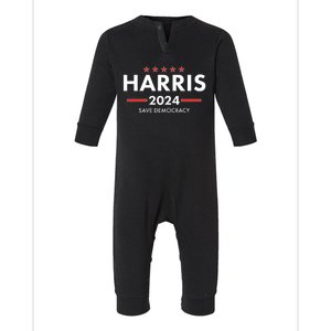 Kamala Harris 2024 Save Democracy Infant Fleece One Piece