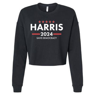 Kamala Harris 2024 Save Democracy Cropped Pullover Crew