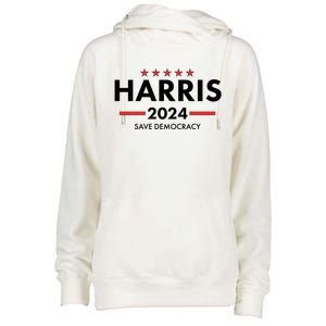 Kamala Harris 2024 Save Democracy Womens Funnel Neck Pullover Hood