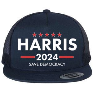 Kamala Harris 2024 Save Democracy Flat Bill Trucker Hat