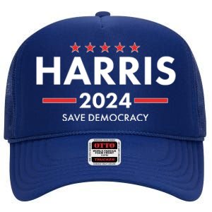 Kamala Harris 2024 Save Democracy High Crown Mesh Back Trucker Hat