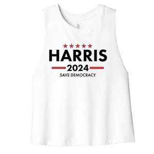 Kamala Harris 2024 Save Democracy Women's Racerback Cropped Tank