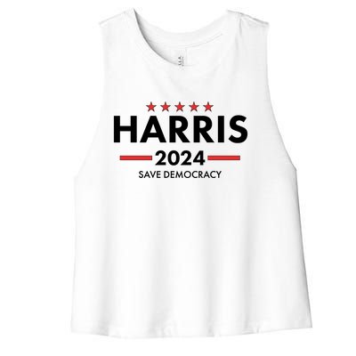 Kamala Harris 2024 Save Democracy Women's Racerback Cropped Tank