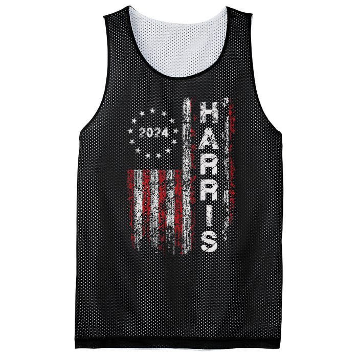 Kamala Harris 2024 For President Campaign Us Flag Vintage Mesh Reversible Basketball Jersey Tank