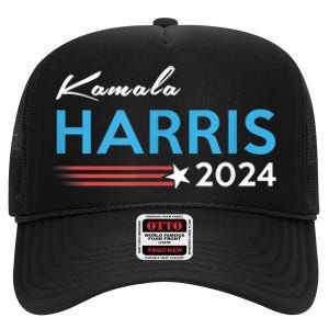 Kamala Harris 2024 For President High Crown Mesh Back Trucker Hat