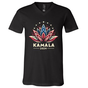 Kamala Harris 2024 Presidential Campaign American Lotus V-Neck T-Shirt