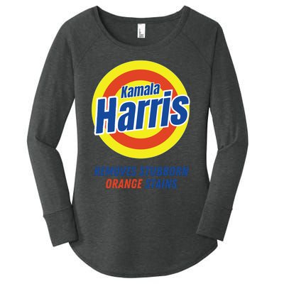 Kamala Harris 2024 Removes Stubborn Orange Stains Funny Vote Women's Perfect Tri Tunic Long Sleeve Shirt