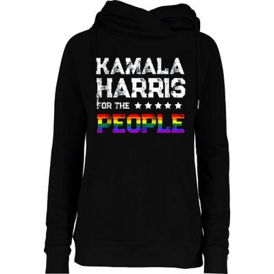 Kamala Harris 2024 For The People Lgbt Flag Equality Womens Funnel Neck Pullover Hood