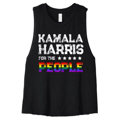 Kamala Harris 2024 For The People Lgbt Flag Equality Women's Racerback Cropped Tank