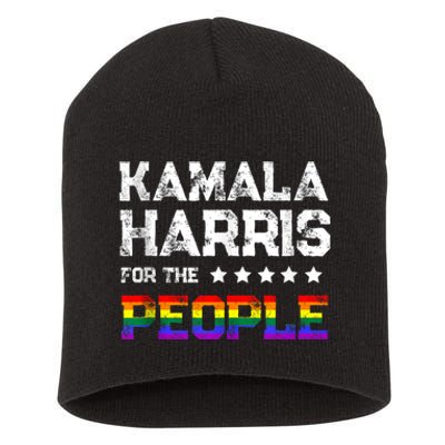 Kamala Harris 2024 For The People Lgbt Flag Equality Short Acrylic Beanie