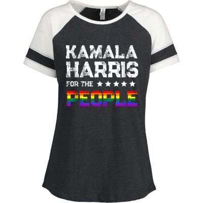 Kamala Harris 2024 For The People Lgbt Flag Equality Enza Ladies Jersey Colorblock Tee