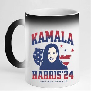 Kamala Harris 24 For The People Kalama Harris For President Gift 11oz Black Color Changing Mug