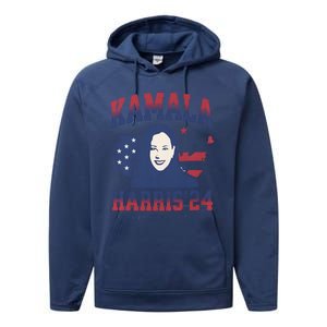 Kamala Harris 24 For The People Kalama Harris For President Gift Performance Fleece Hoodie