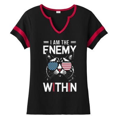 Kamala Harris 2024 I Am The Enemy Within Funny Ladies Halftime Notch Neck Tee