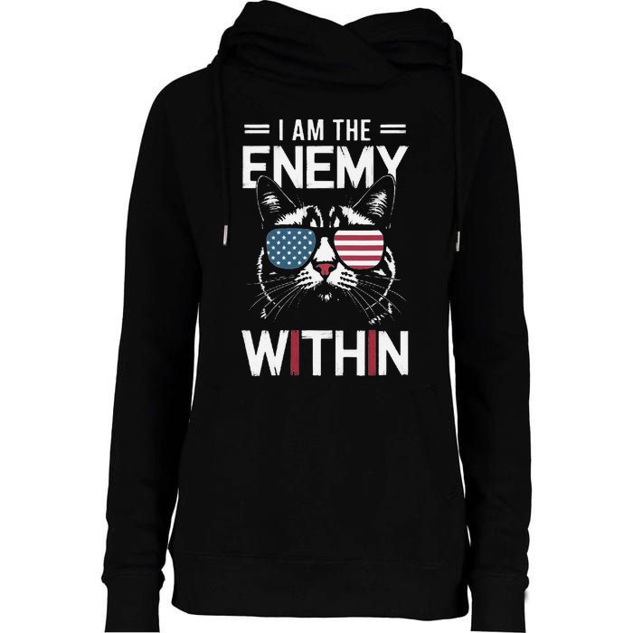 Kamala Harris 2024 I Am The Enemy Within Funny Womens Funnel Neck Pullover Hood