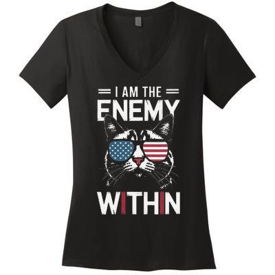 Kamala Harris 2024 I Am The Enemy Within Funny Women's V-Neck T-Shirt