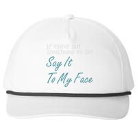 Kamala Harris 2024 Say It To My Face First Female President Snapback Five-Panel Rope Hat