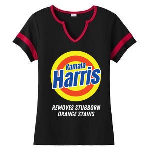 Kamala Harris 2024 Removes Stubborn Orange Stains Humorous Ladies Halftime Notch Neck Tee