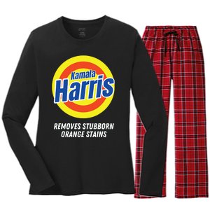 Kamala Harris 2024 Removes Stubborn Orange Stains Humorous Women's Long Sleeve Flannel Pajama Set 