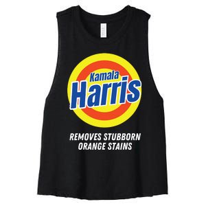 Kamala Harris 2024 Removes Stubborn Orange Stains Humorous Women's Racerback Cropped Tank