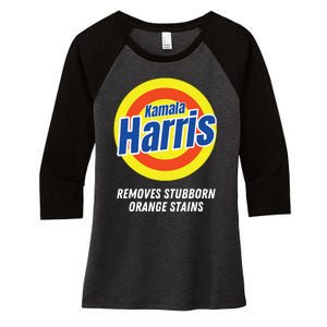 Kamala Harris 2024 Removes Stubborn Orange Stains Humorous Women's Tri-Blend 3/4-Sleeve Raglan Shirt