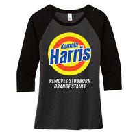 Kamala Harris 2024 Removes Stubborn Orange Stains Humorous Women's Tri-Blend 3/4-Sleeve Raglan Shirt