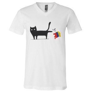 Kamala Harris 2024 Victory Black Cat Vs Gop Elephant V-Neck T-Shirt