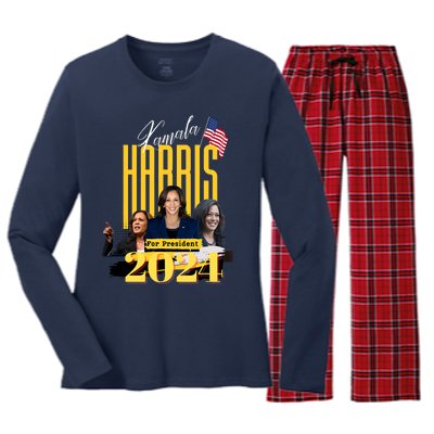 Kamala Harris 2024 Pro Kamala For President Women's Long Sleeve Flannel Pajama Set 