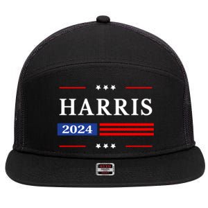 Kamala Harris 2024 For President Harris 2024 American Flag 7 Panel Mesh Trucker Snapback Hat