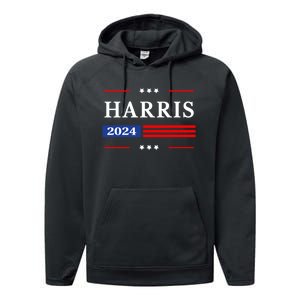 Kamala Harris 2024 For President Harris 2024 American Flag Performance Fleece Hoodie