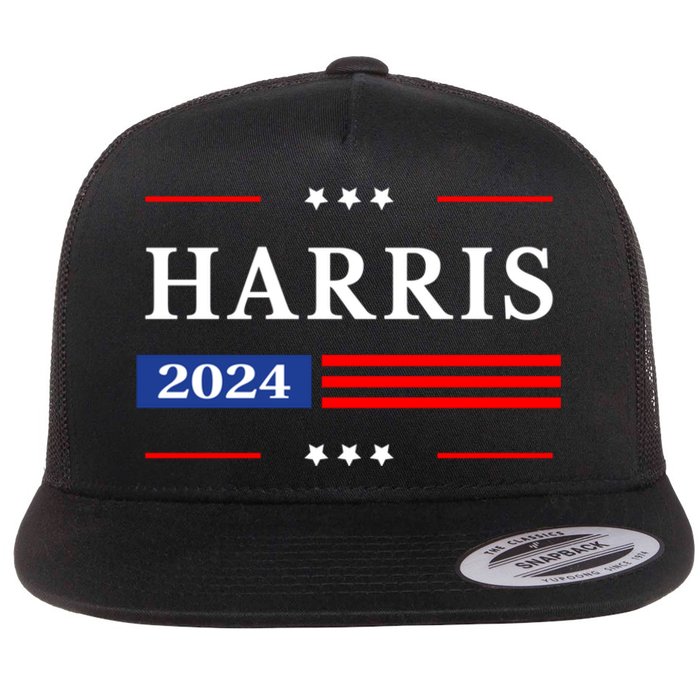 Kamala Harris 2024 For President Harris 2024 American Flag Flat Bill Trucker Hat