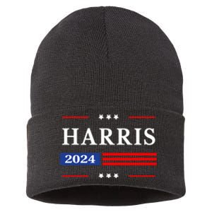 Kamala Harris 2024 For President Harris 2024 American Flag Sustainable Knit Beanie