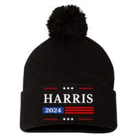 Kamala Harris 2024 For President Harris 2024 American Flag Pom Pom 12in Knit Beanie