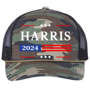 Kamala Harris 2024 For President Harris 2024 American Flag Retro Rope Trucker Hat Cap