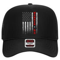 Kamala Harris 2024 American Flag Usa Flag Election President High Crown Mesh Back Trucker Hat