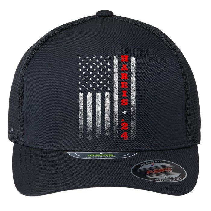 Kamala Harris 2024 American Flag Usa Flag Election President Flexfit Unipanel Trucker Cap