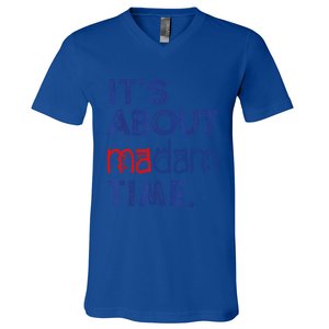 Kamala Harris 2024 ItS About Madam Time President Election Cool Gift V-Neck T-Shirt