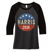 Kamala Harris 2024 For President Campaign Us Flag Women's Tri-Blend 3/4-Sleeve Raglan Shirt