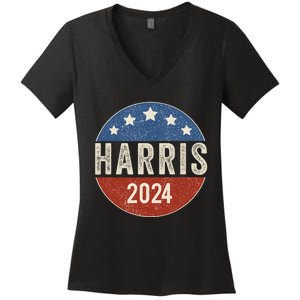 Kamala Harris 2024 For President Campaign Us Flag Women's V-Neck T-Shirt