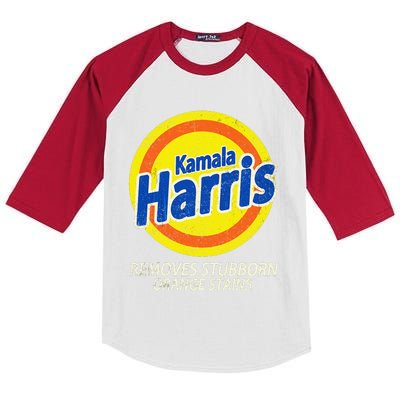 Kamala Harris 2024 Removes Stubborn Orange Stains Funny Kids Colorblock Raglan Jersey